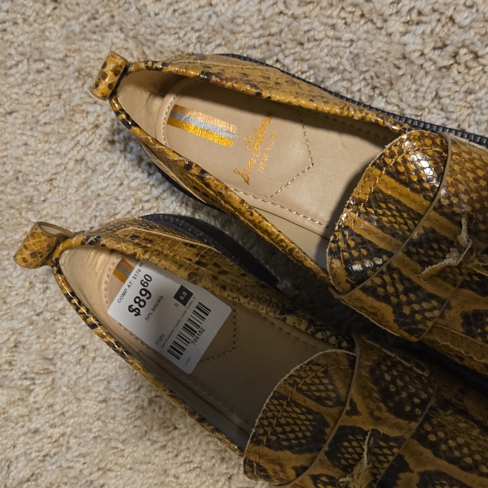 Sam Edleman Leather Snakeskin Printed Loafers - Picture 2 of 4
